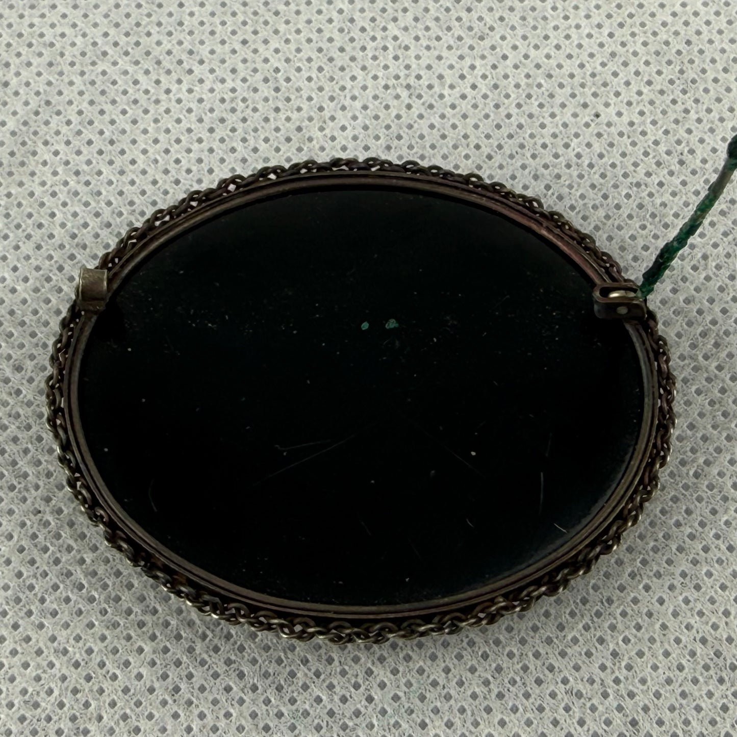 Vintage Hand Painted Floral Brooch Oval 5x4 cm Black Background Statement Pin Retro Jewelry
