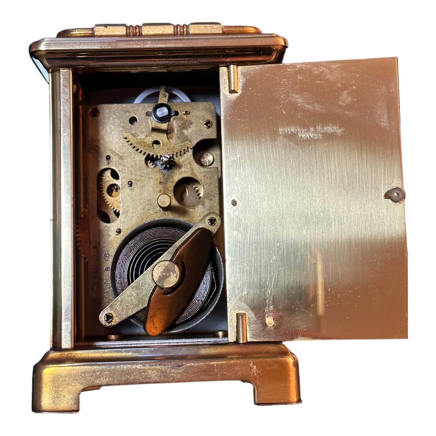 Bayard Duverdrey & Bloquel Desk Clock 8 day work Brass Golden made in france