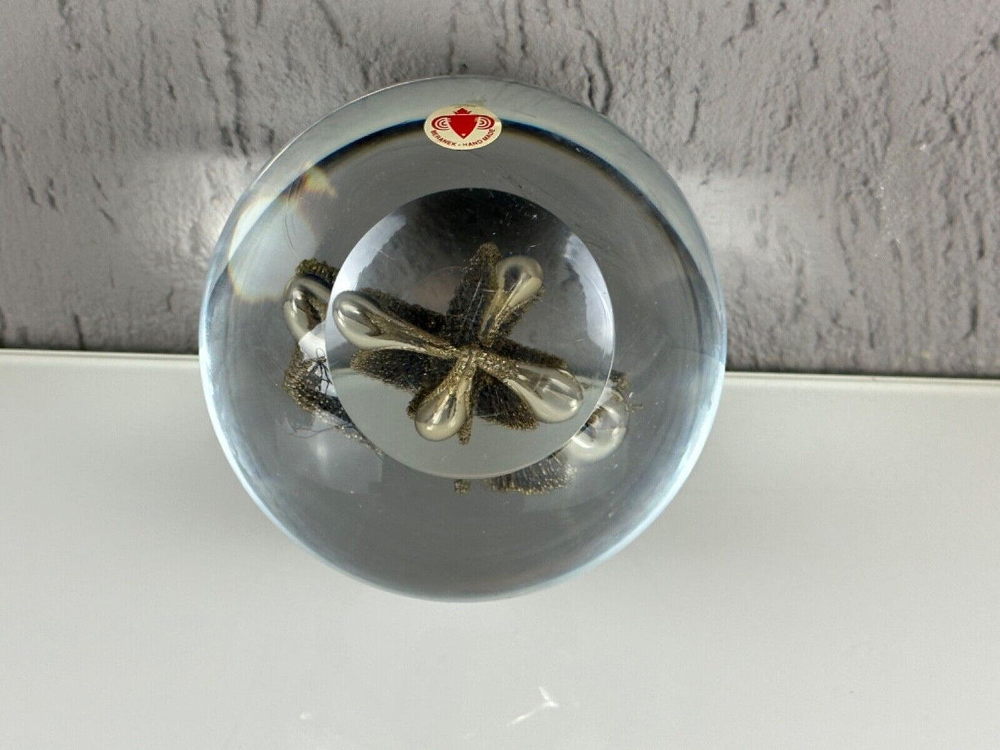 Vintage Large Glass Paperweight Jan Beranek – Czech Republic 1990s