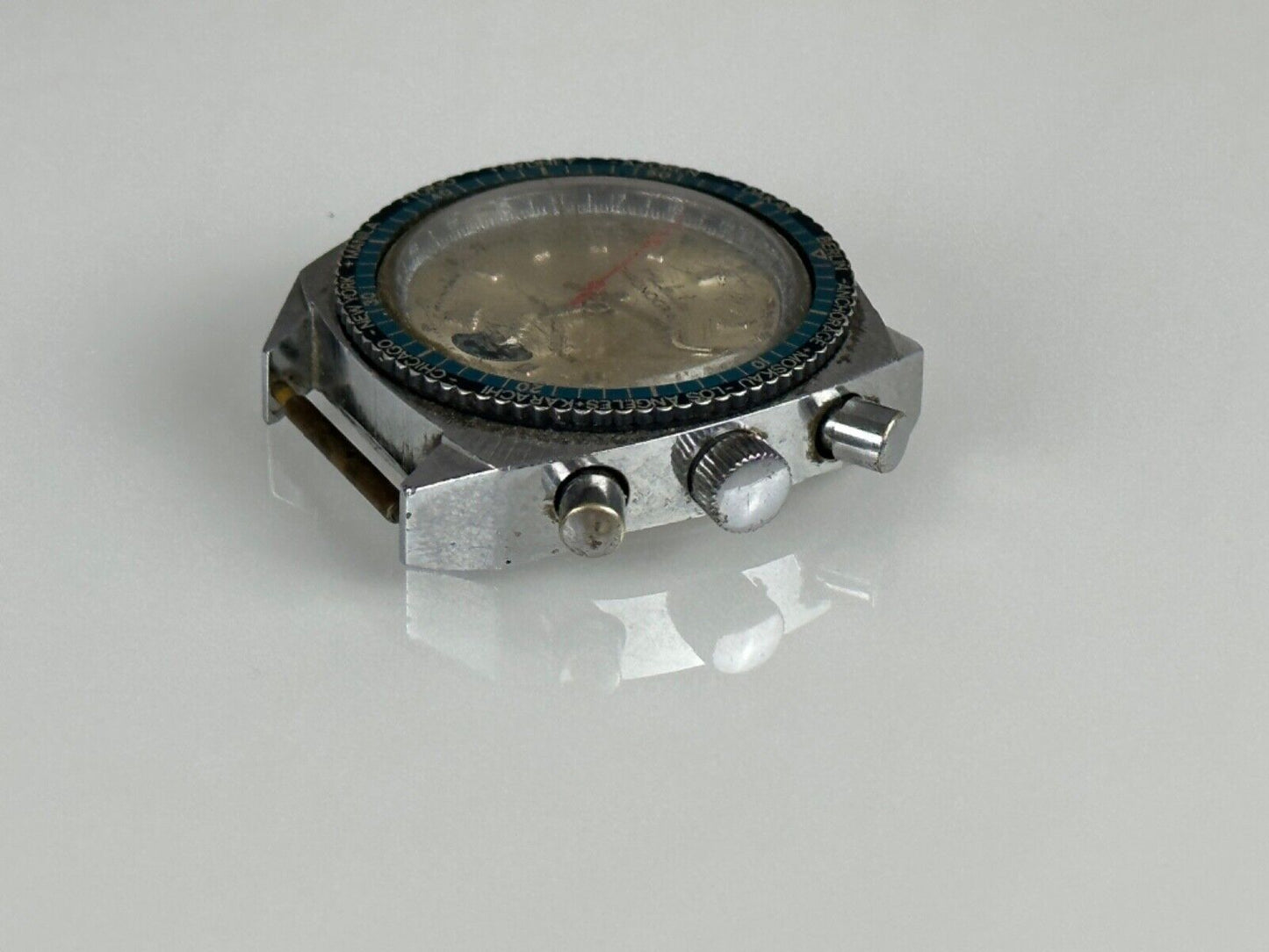 Ruhla World Chronograf Antimagnetic made in Germany Blue Silver