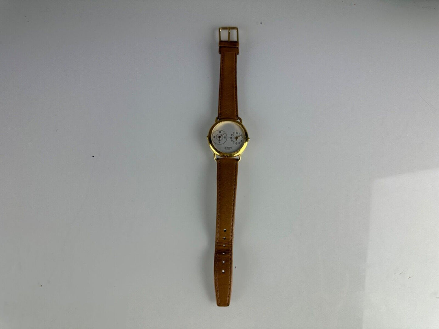 Quindo Dual Zone Watch Gold Two Displays with new Batteries in Original Box