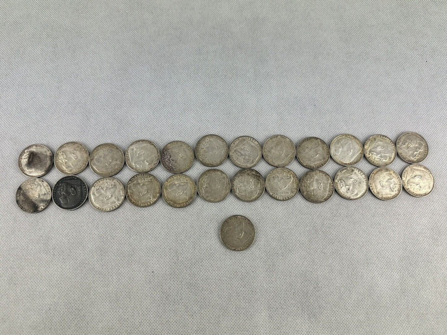 GERMAN 25x 5 REICHSMARK Swastika 1936-1938 Silver 3RD Reich WW2 Coin MARK Lot