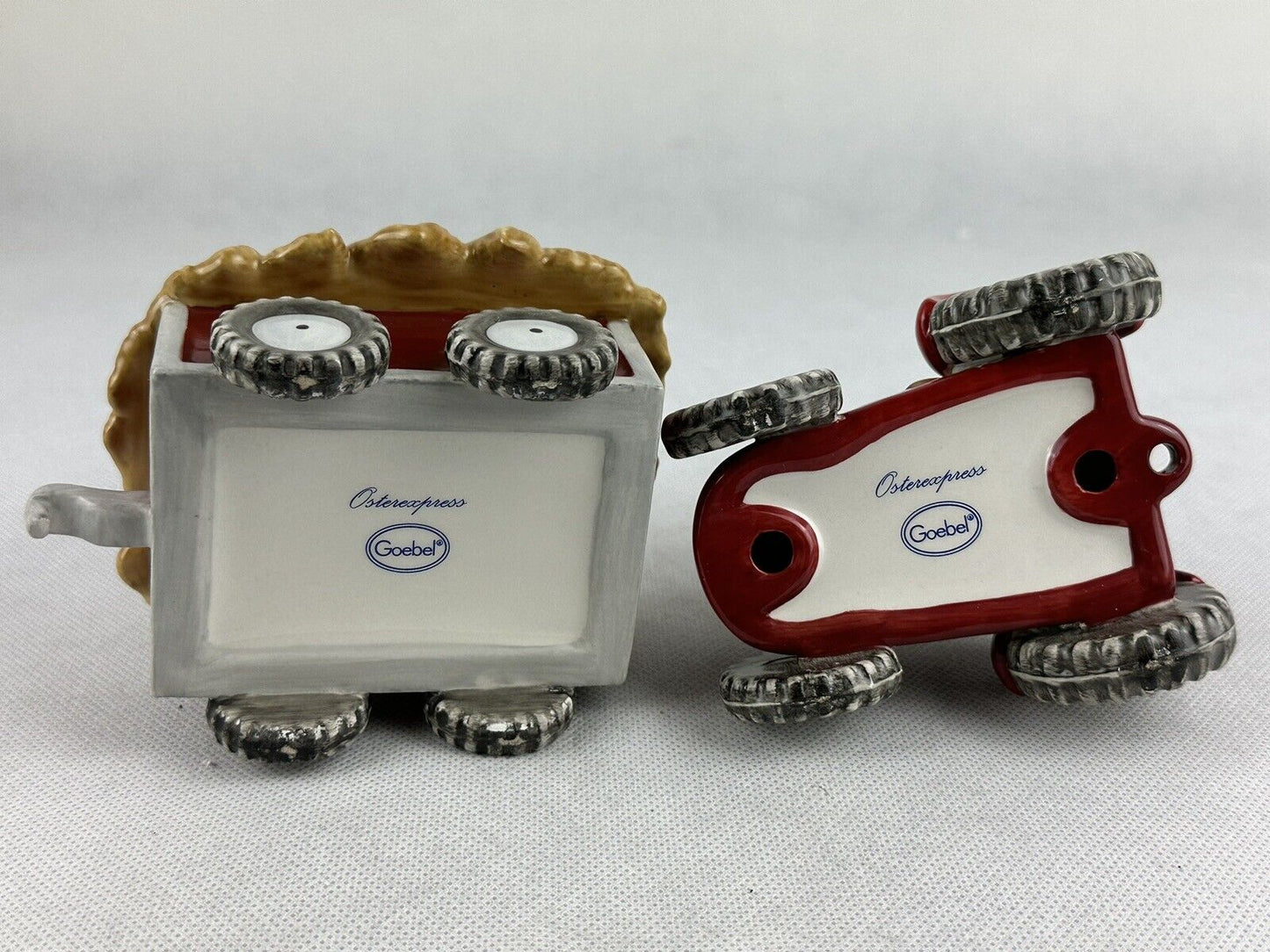 Goebel Hase Bunny #97 Easter Express Tractor Set 2 Pieces Porcelain