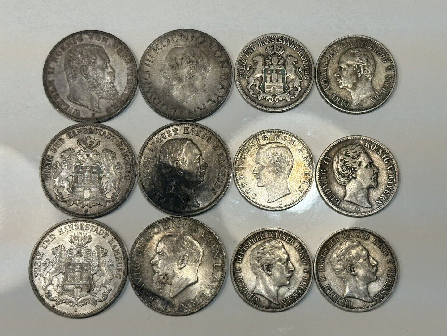 German Reich 3 & 2 Mark Silver Coins 12x Kaiserreich 1876-1914