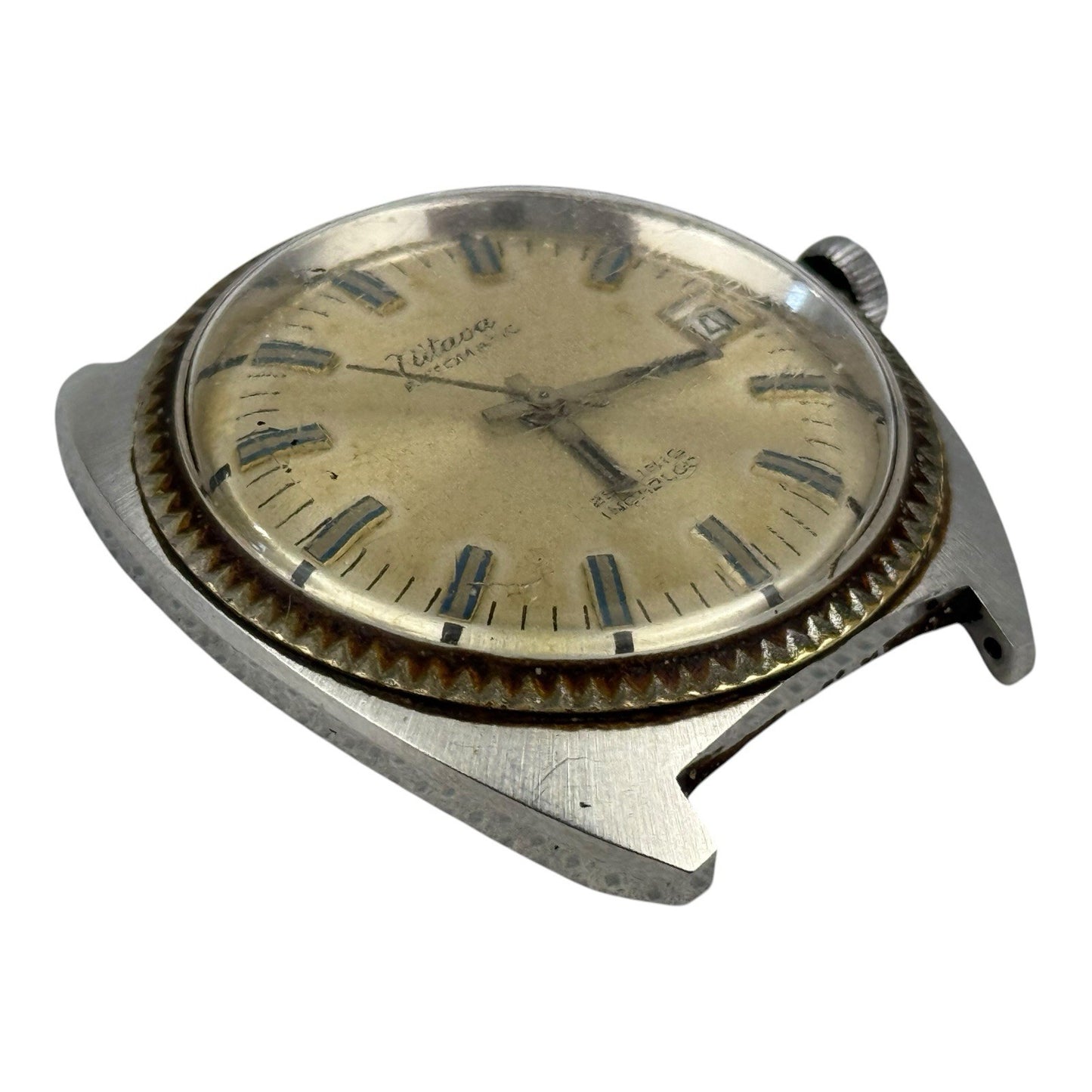 Nitava Vintage Automatic Watch 41mm w/crown Water Resistant Silver