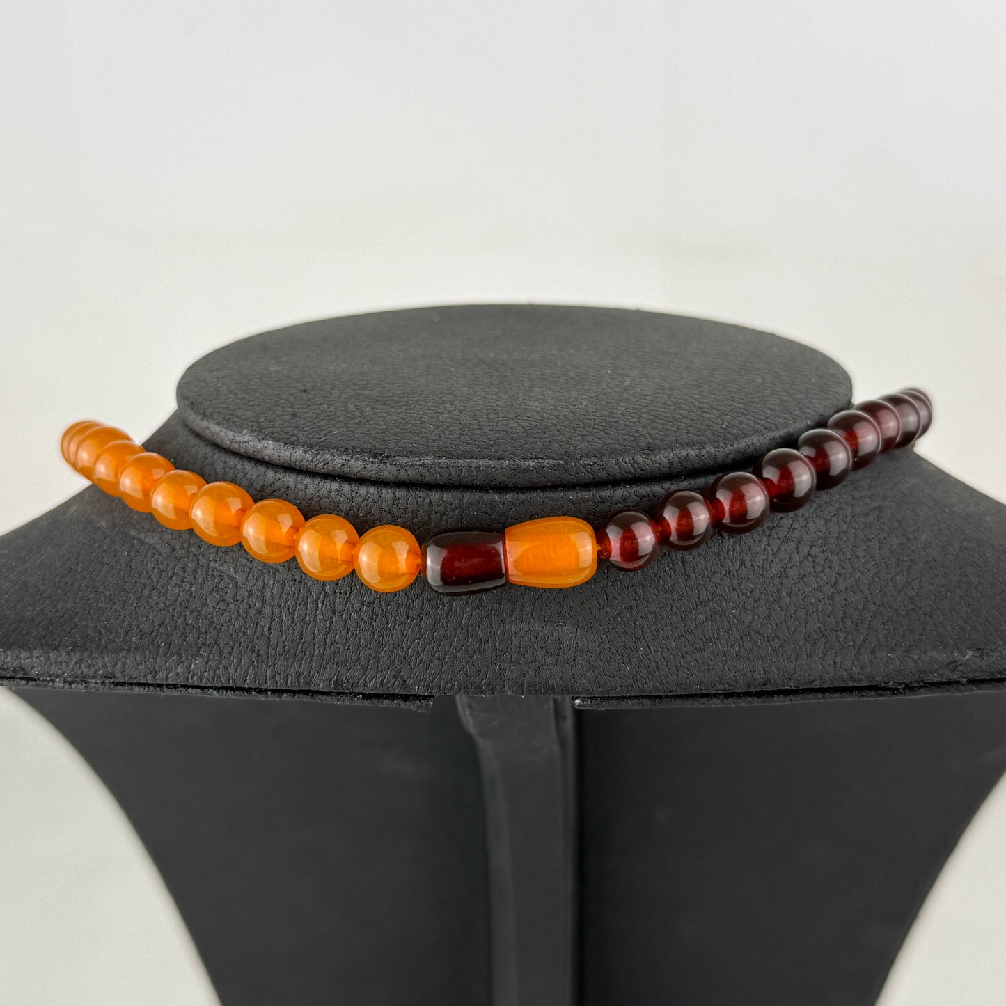 Vintage Baltic Amber Necklace 18.2 g – Cognac & Butterscotch Round Beads – Two-Tone Amber Statement Necklace