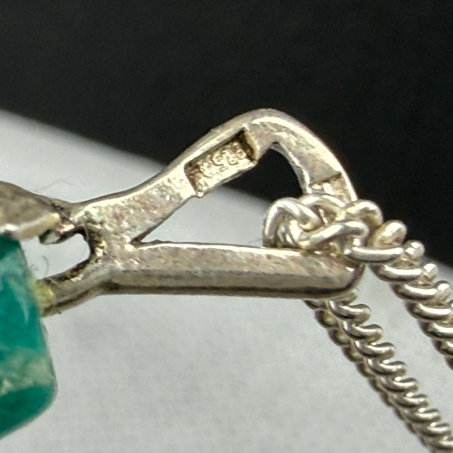925 Sterling Silver Amazonite Necklace 60cm Vintage Pendant Floral Design 10.4 g
