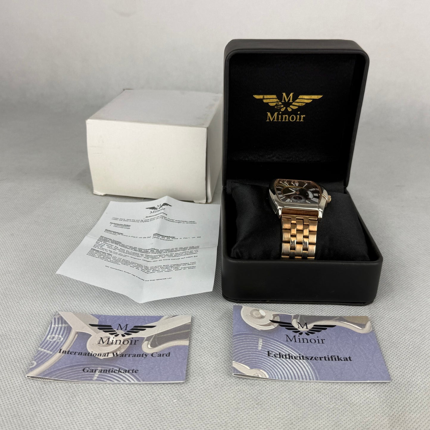Minoir Automatic Rectangular Men’s Watch Black Dial Date 42mm