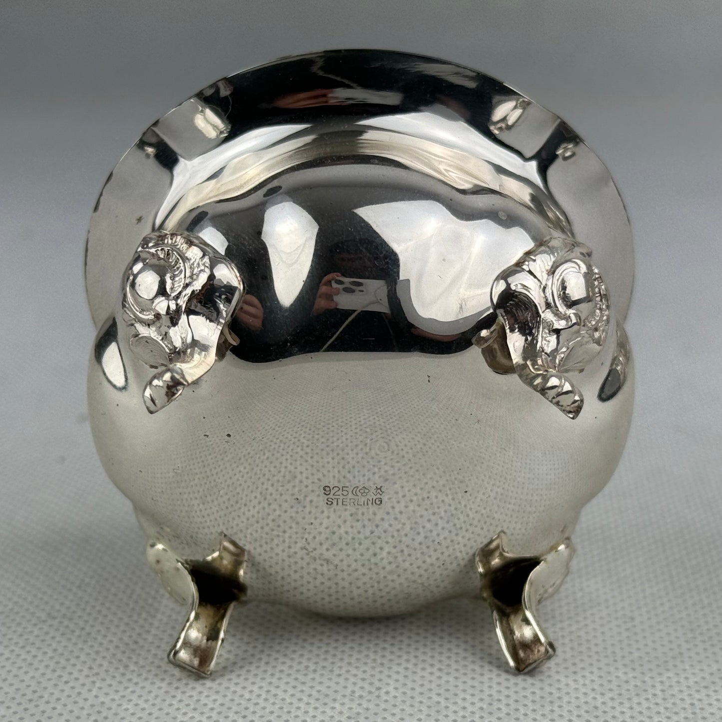 Vintage 925 Sterling Silver Creamer Sugar Bowl & Tray Set – German Hallmarks Crescent Crown
