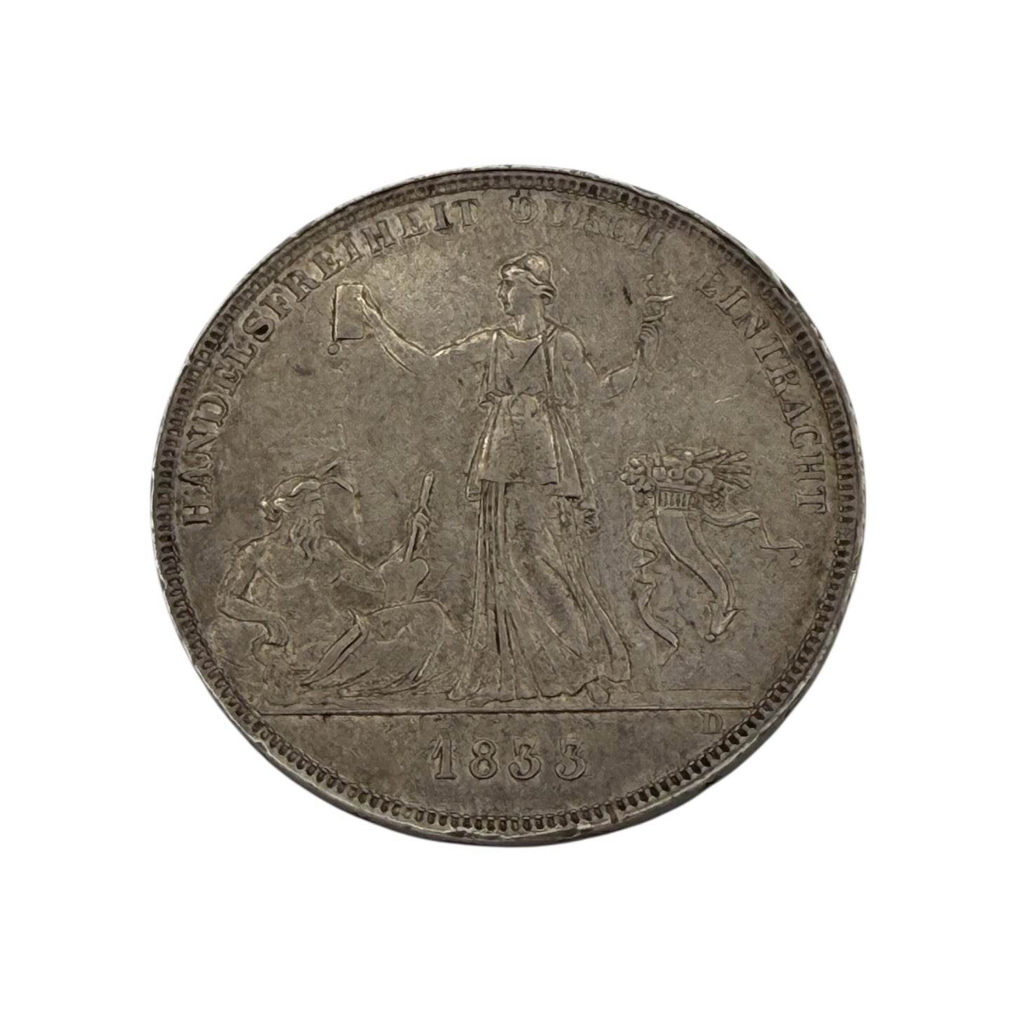 1833 Württemberg 1 Taler Silver Coin — King Wilhelm I “Handelsfreiheit”