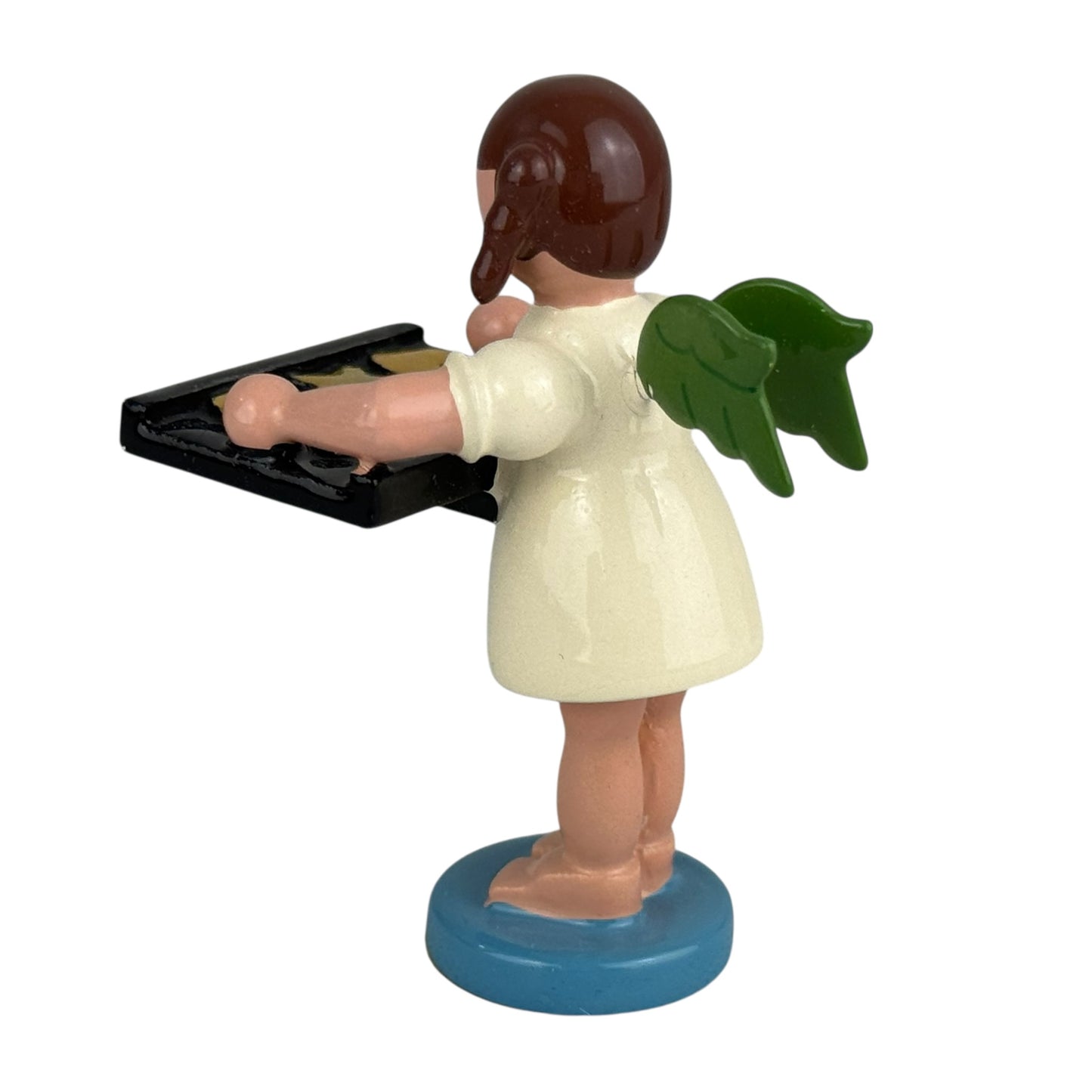 Richard Glässer Angel Figurine Erzgebirge Wood Christmas Angel with Tray 6cm German Folk Art Collectible