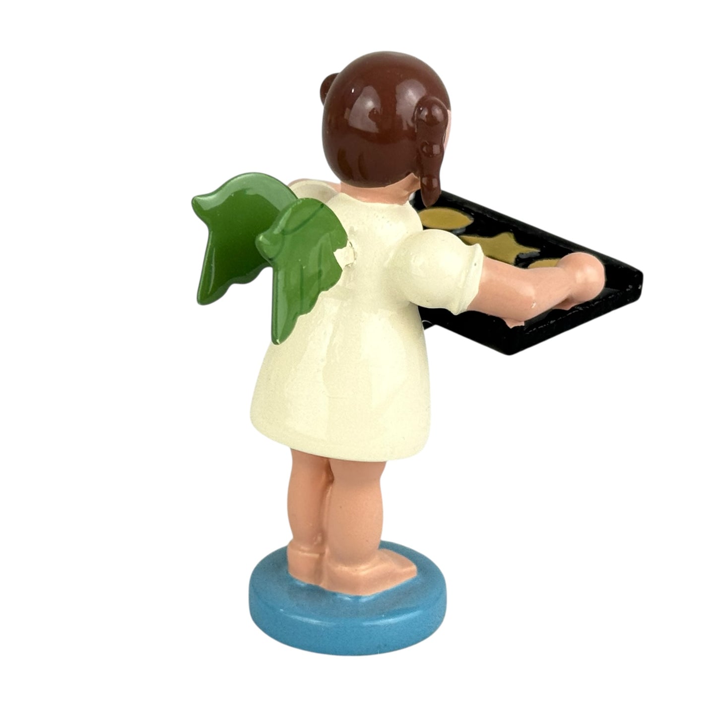 Richard Glässer Angel Figurine Erzgebirge Wood Christmas Angel with Tray 6cm German Folk Art Collectible
