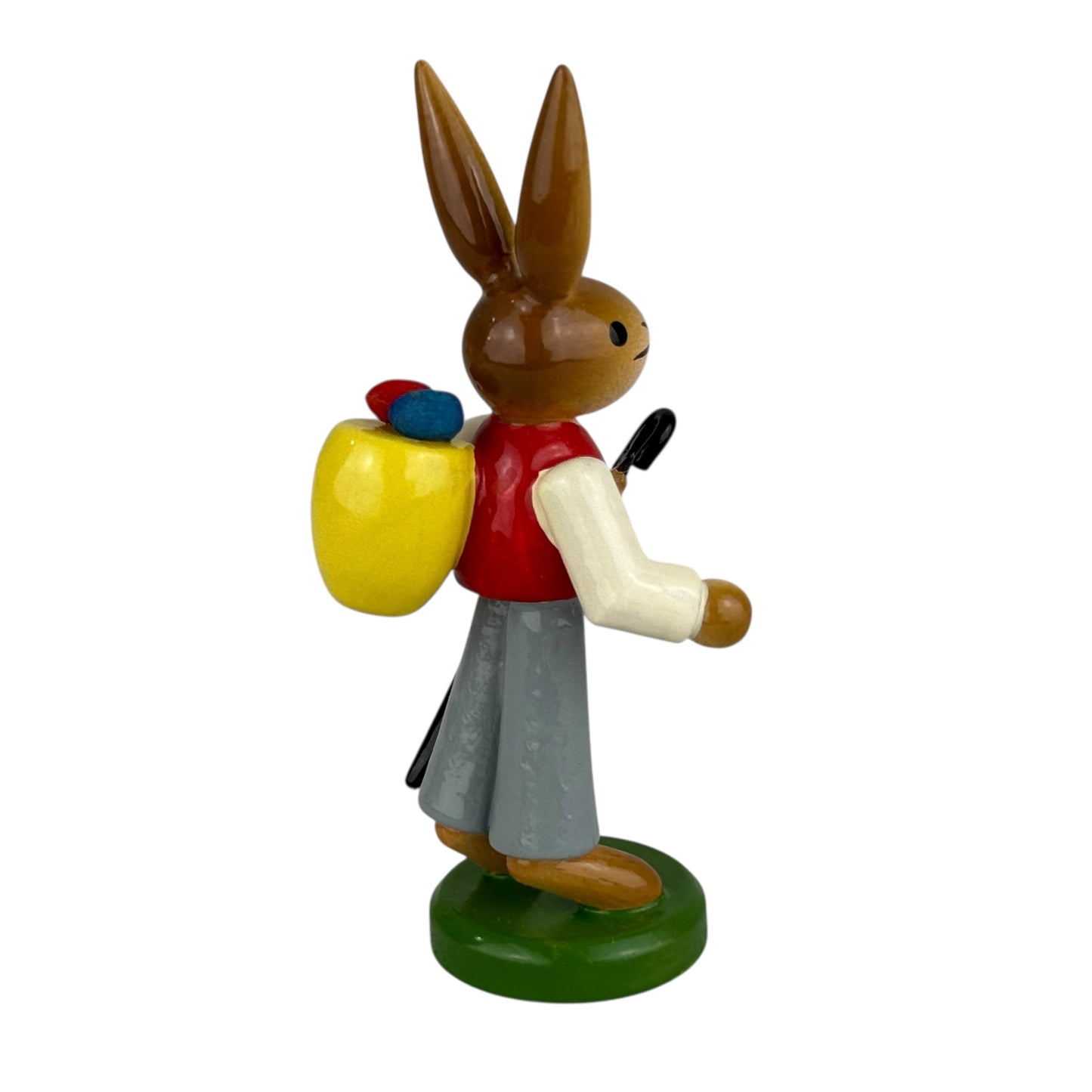 ESCO Erzgebirge Wooden Bunny Figurine 8cm Easter Rabbit Umbrella Vintage Germany