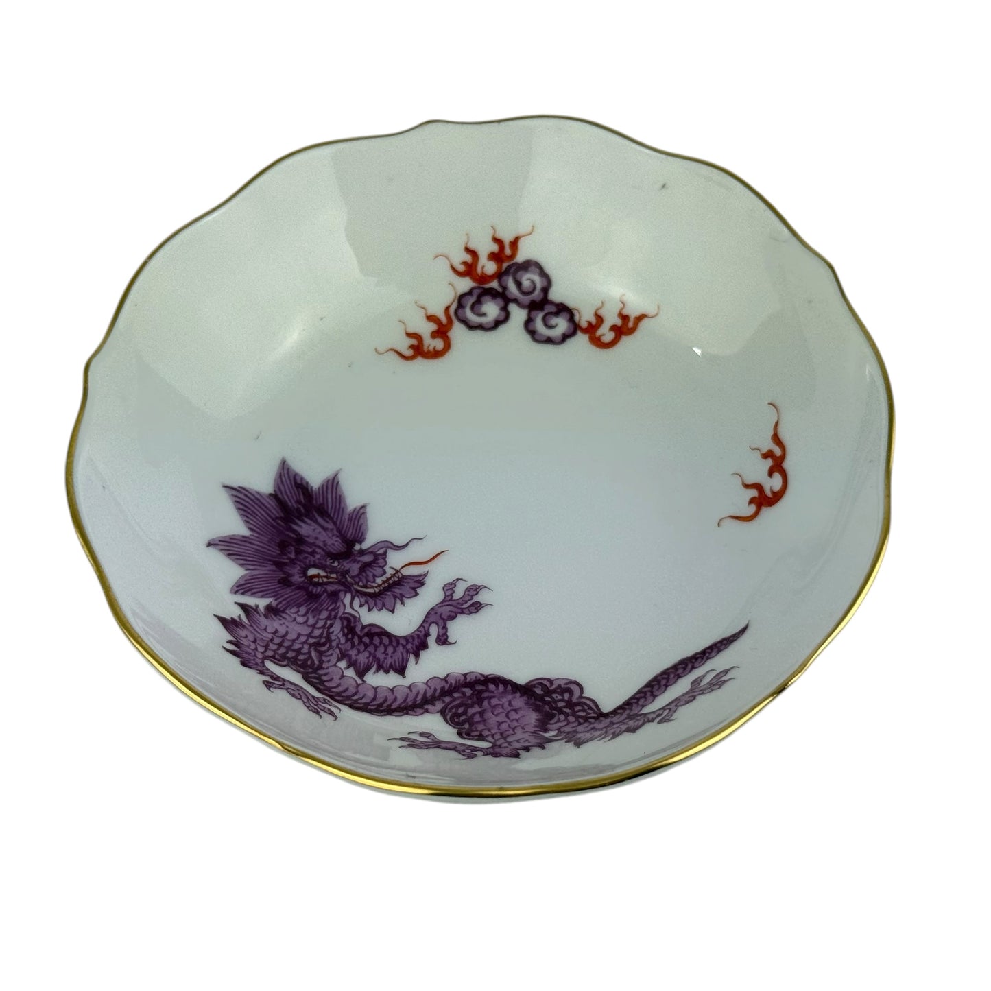 Meissen Ming Dragon Cup & Saucer Purple Gold 1st Quality Porcelain Germany