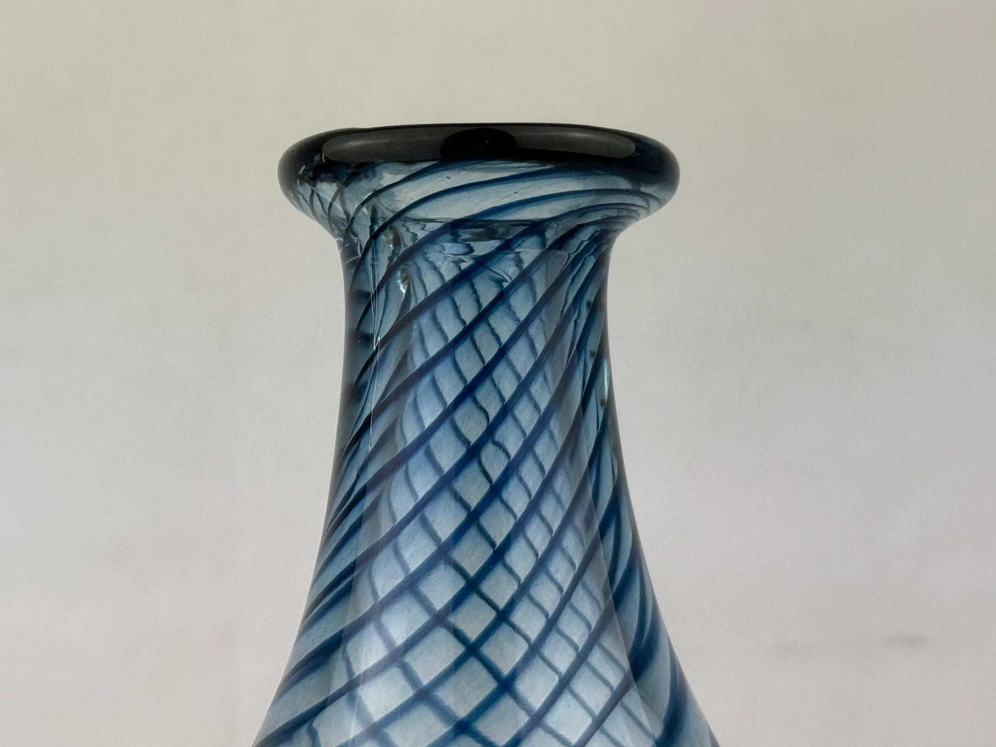 Vintage Studio Glass Vase “ZOP” – Blue Spiral Design, Glasfachschule Zwiesel, Germany (1984)