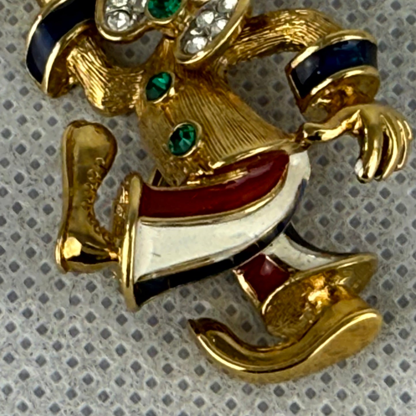 Attwood & Sawyer Clown Brooch Umbrella Swarovski Crystals Enamel 22k Gold Plated Vintage
