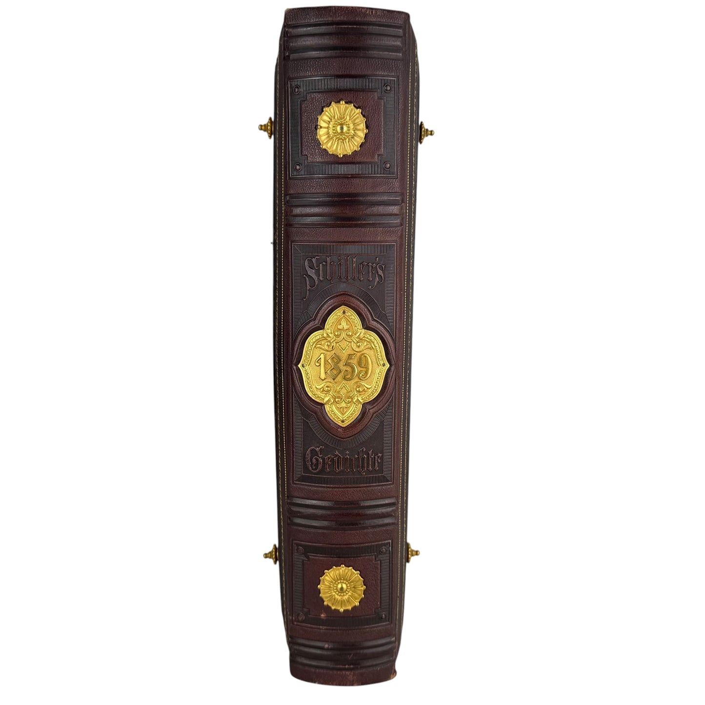 Antique 1859 Schiller’s Gedichte Luxury Binding Gilt Leather Large Folio Stuttgart Cotta
