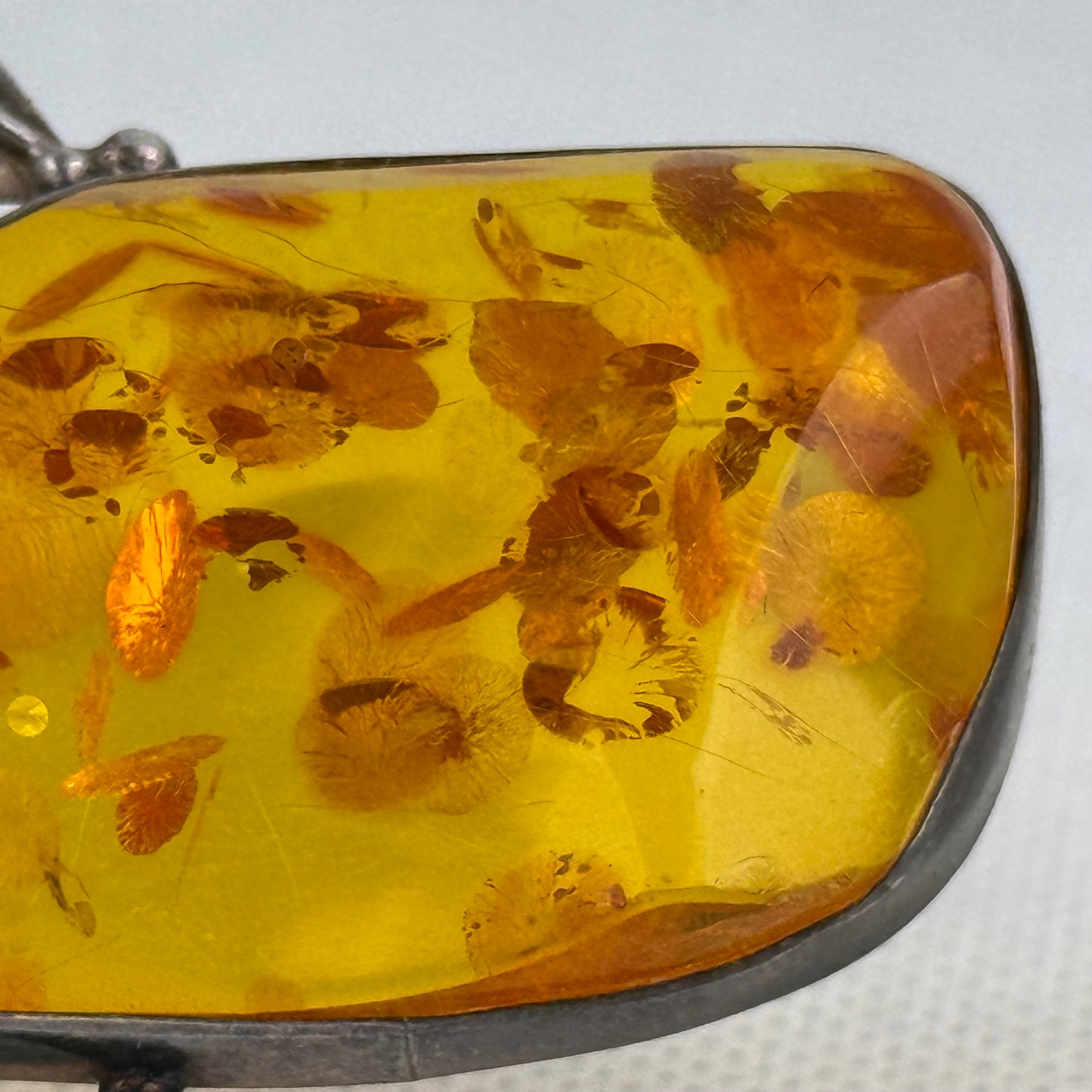 Vintage 925 Sterling Silver Baltic Amber Pendant Large Statement Natural Honey Amber 22.1 g