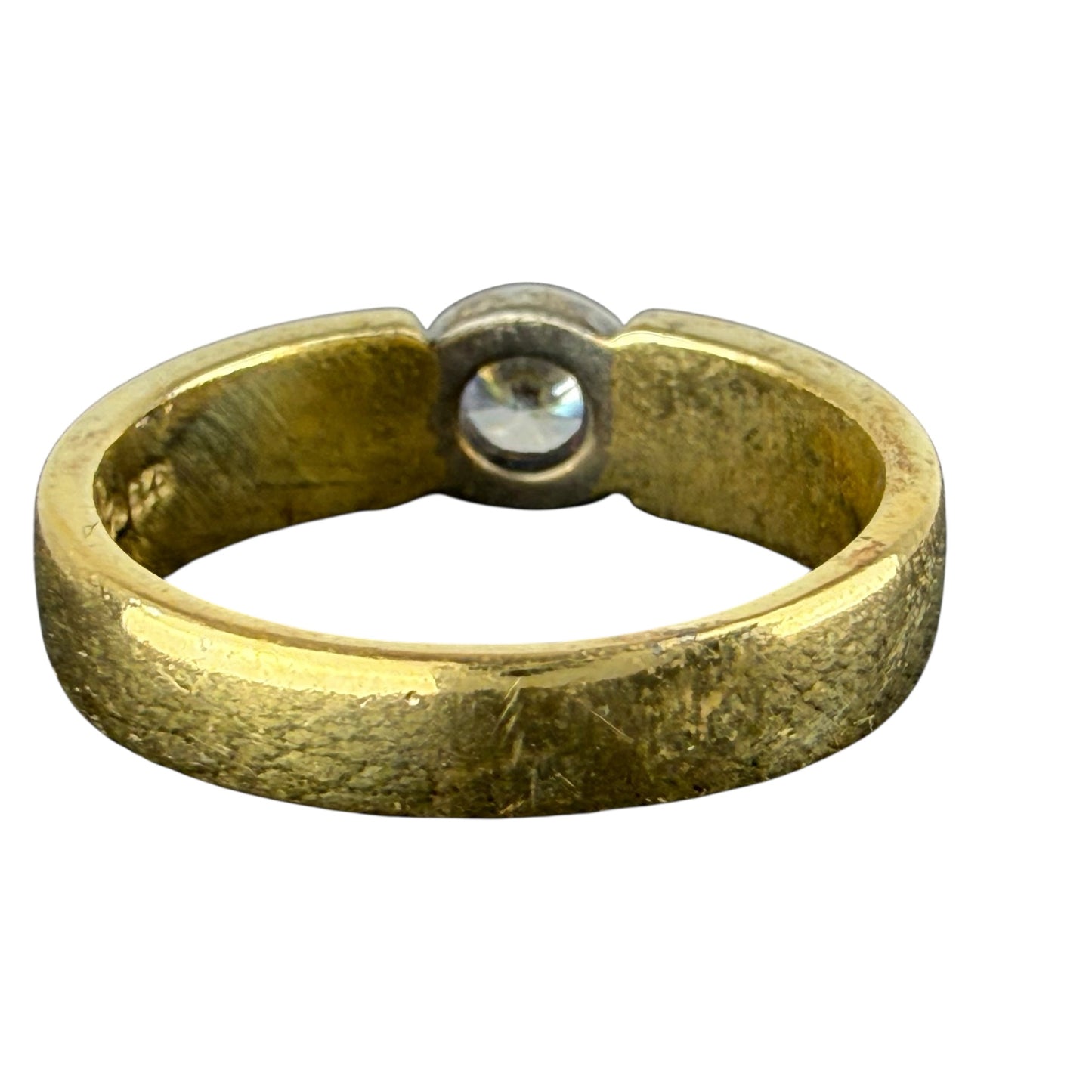 925 Sterling Silver Gold Tone Solitaire Ring Crown Mark Vintage Size 62