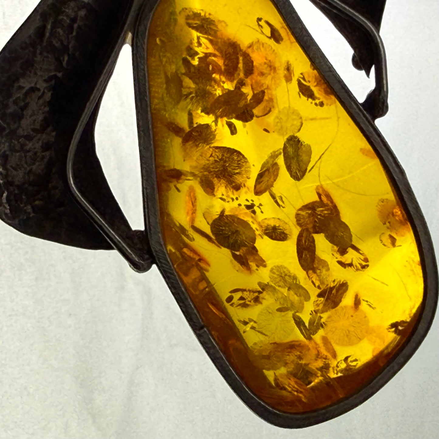 Vintage 925 Sterling Silver Baltic Amber Pendant Large Statement Natural Honey Amber 22.1 g