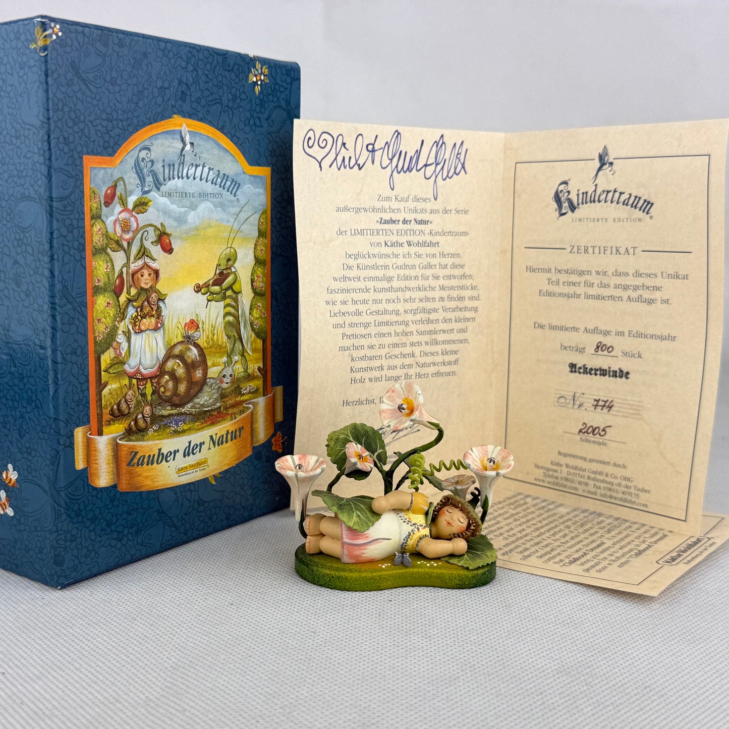 Käthe Wohlfahrt Kindertraum Ackerwinde 2005 Signed Gudrun Galler Limited 774/800 Figur Box