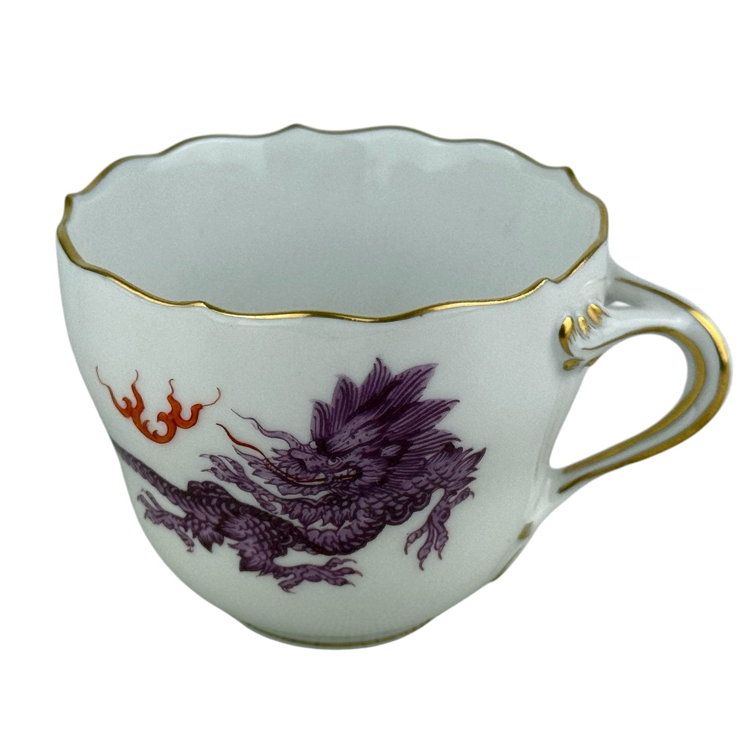 Meissen Ming Dragon Cup & Saucer Purple Gold 1st Quality Porcelain Germany