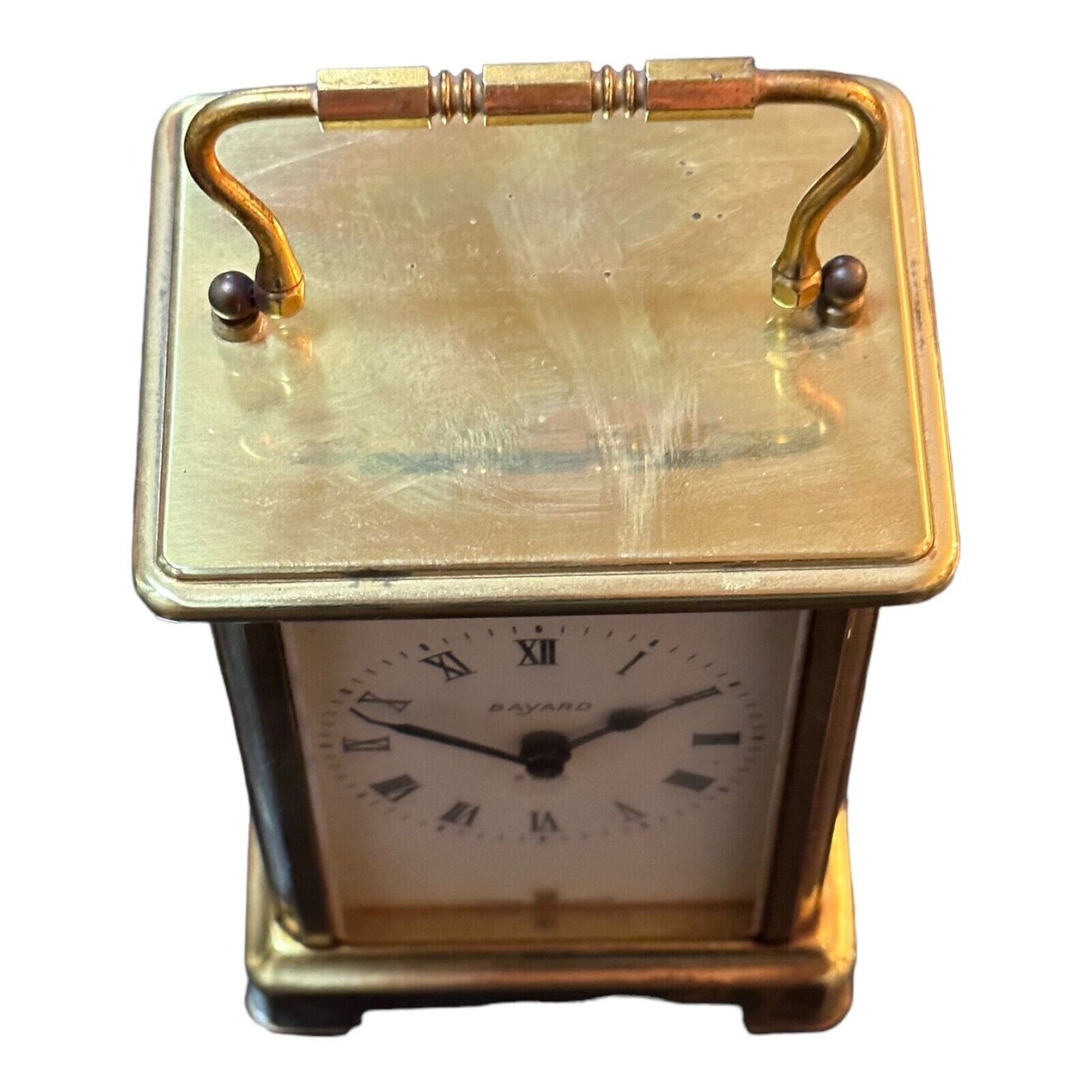 Bayard Duverdrey & Bloquel Desk Clock 8 day work Brass Golden made in france