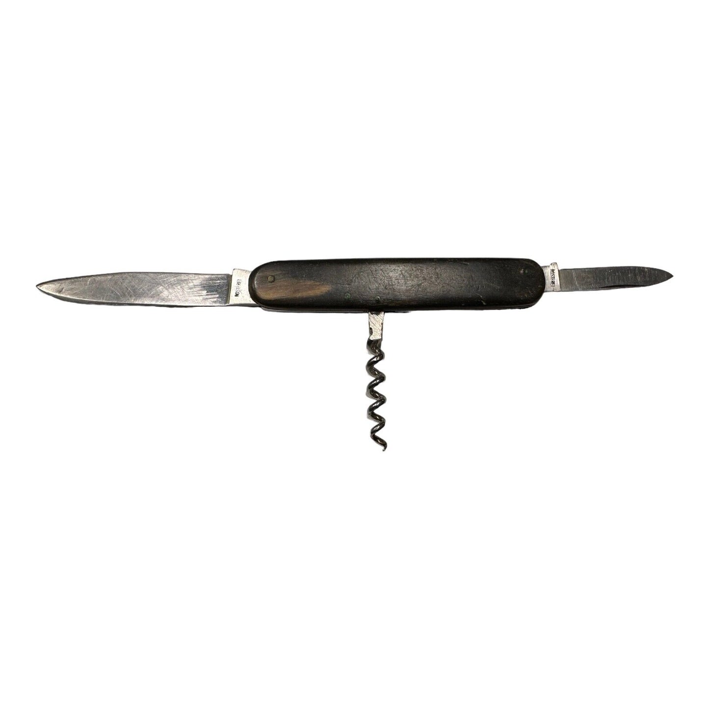 Solingen pocket knife double blade with corkscrew Germany horn handle