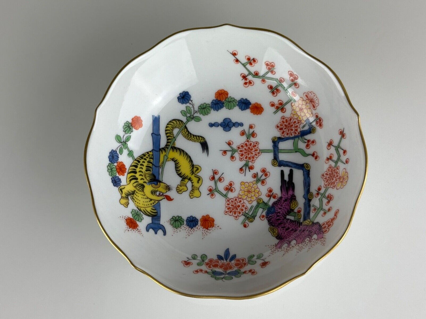 Vintage 20th Meissen Porcelain Cup & Saucer Yellow Tiger Porzellan Tasse German