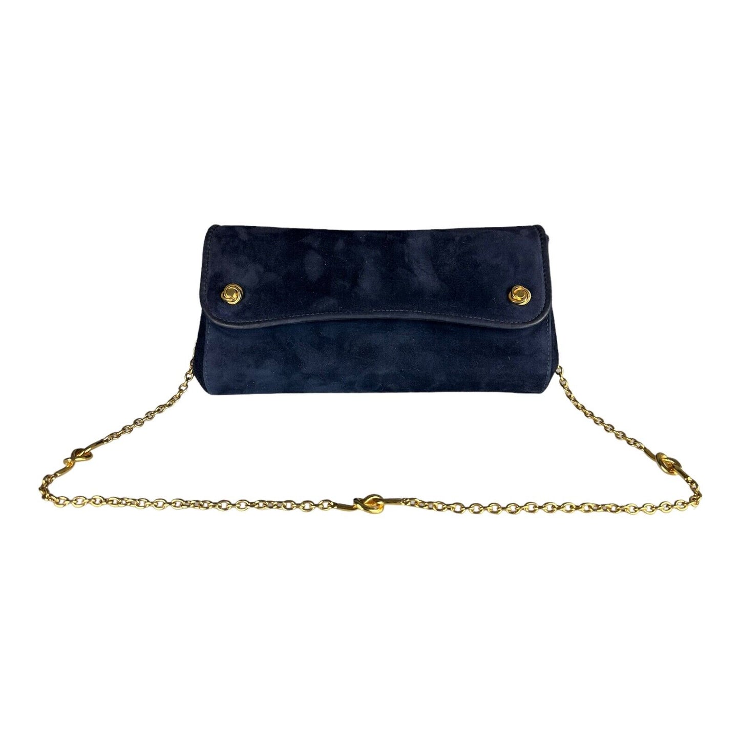 BALLY Blue Suede Sholder Back Gold Applications