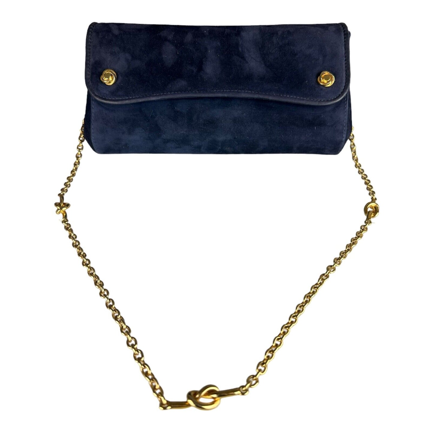 BALLY Blue Suede Sholder Back Gold Applications