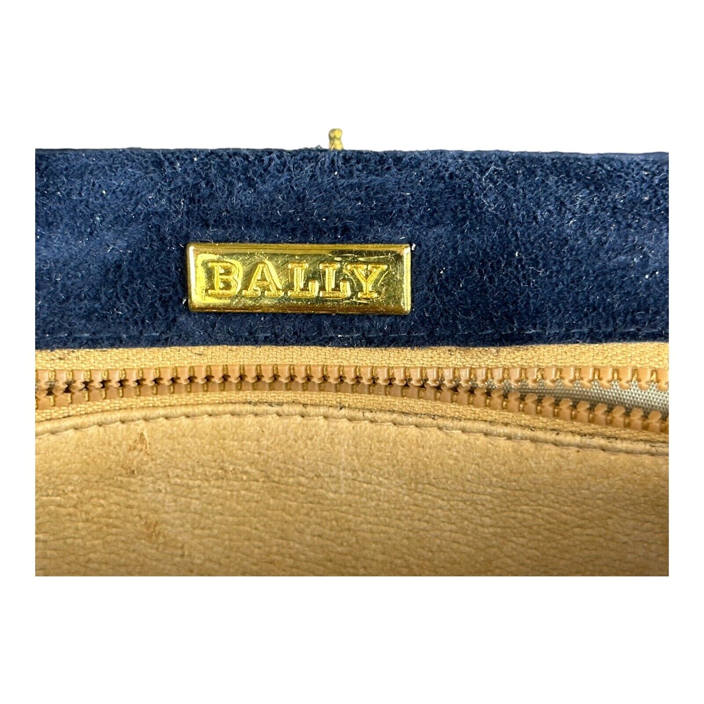 BALLY Blue Suede Sholder Back Gold Applications