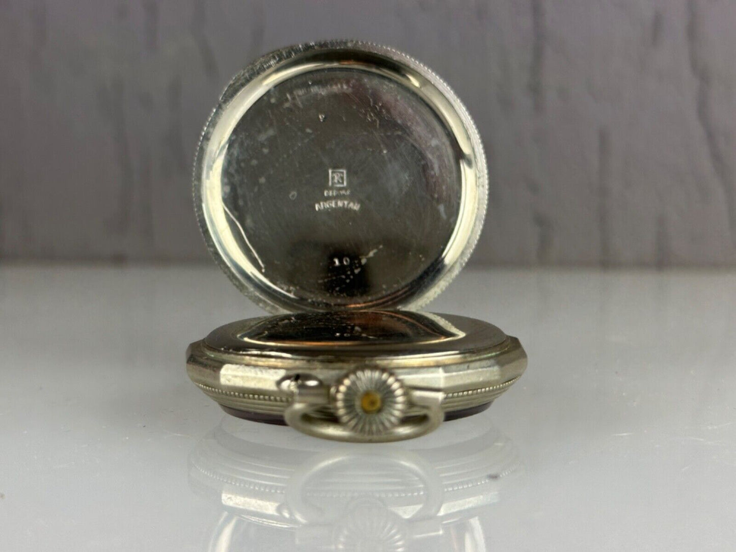 Depose Argentan Pocket Watch Silver 52mm Vintage