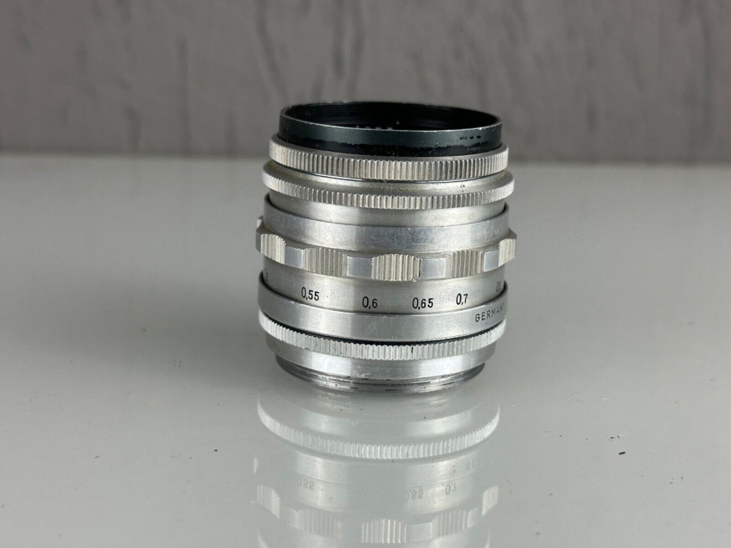 Very rare Lens Carl Zeiss Jena Tessar f2.8 50mm RED T M42 Silver made in Germany