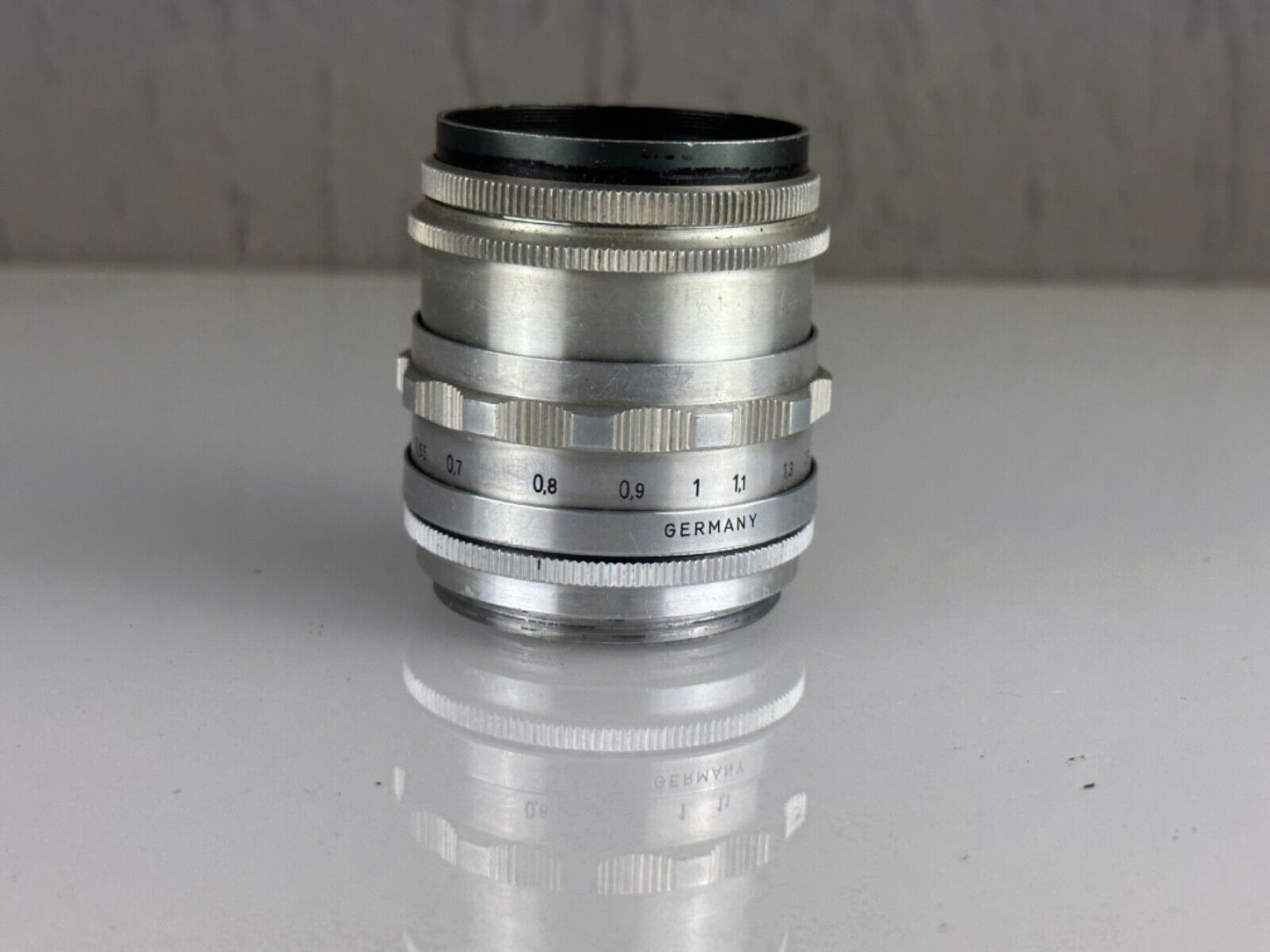 Very rare Lens Carl Zeiss Jena Tessar f2.8 50mm RED T M42 Silver made in Germany