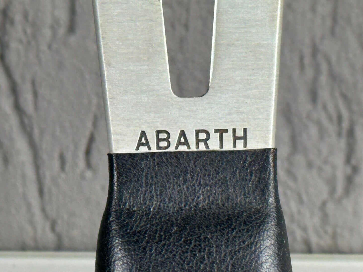 Vintage Abarth Rally Steering Wheel with Fiat Horn Button Black Leather Italy