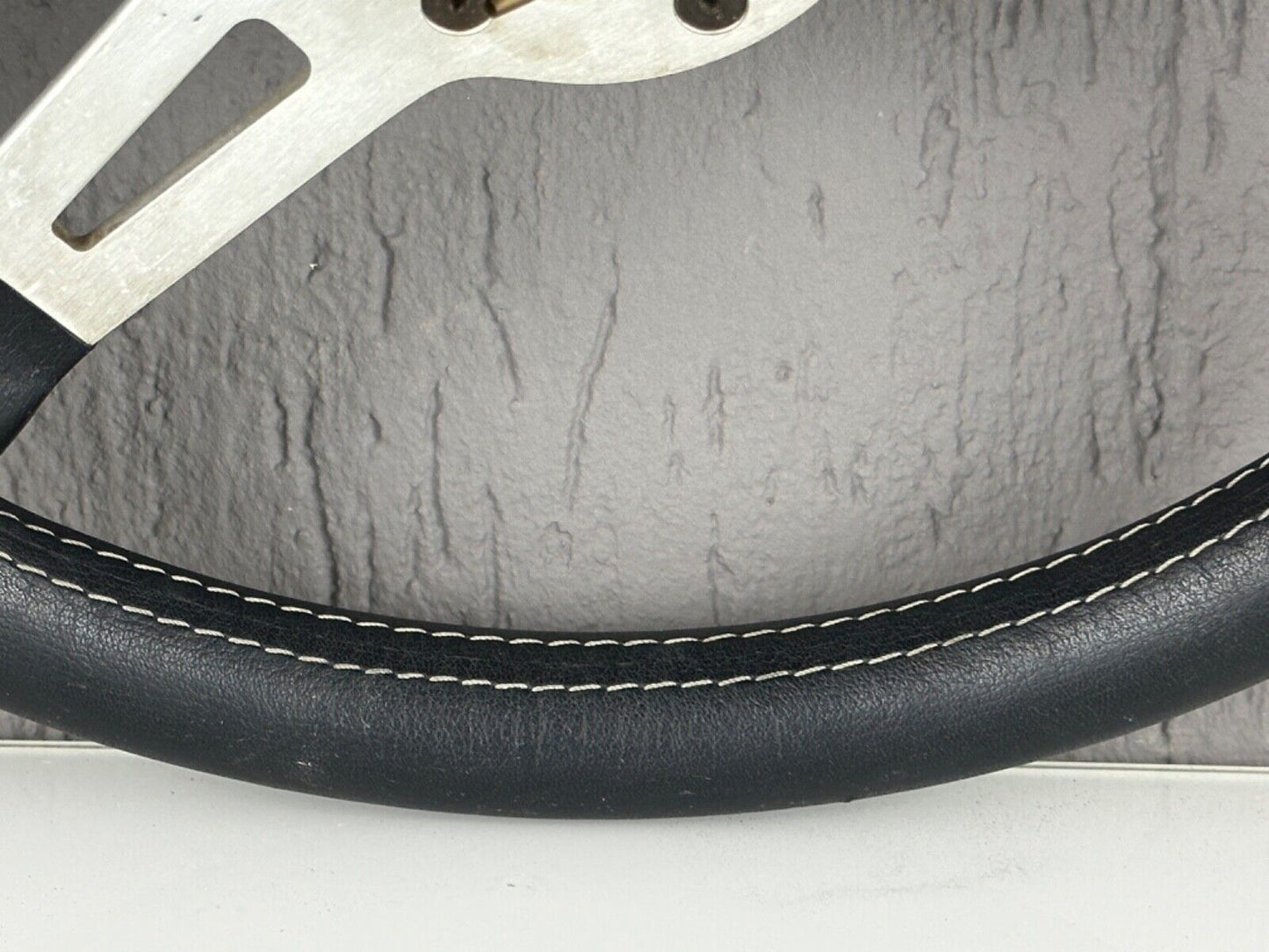 Vintage Abarth Rally Steering Wheel with Fiat Horn Button Black Leather Italy