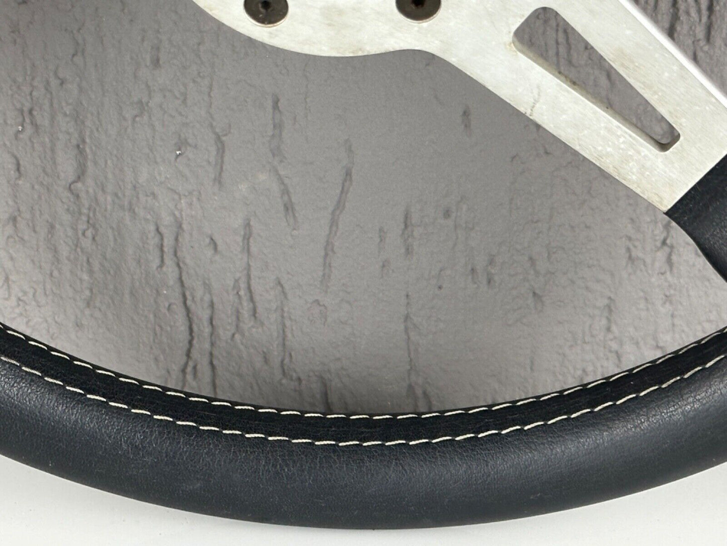 Vintage Abarth Rally Steering Wheel with Fiat Horn Button Black Leather Italy