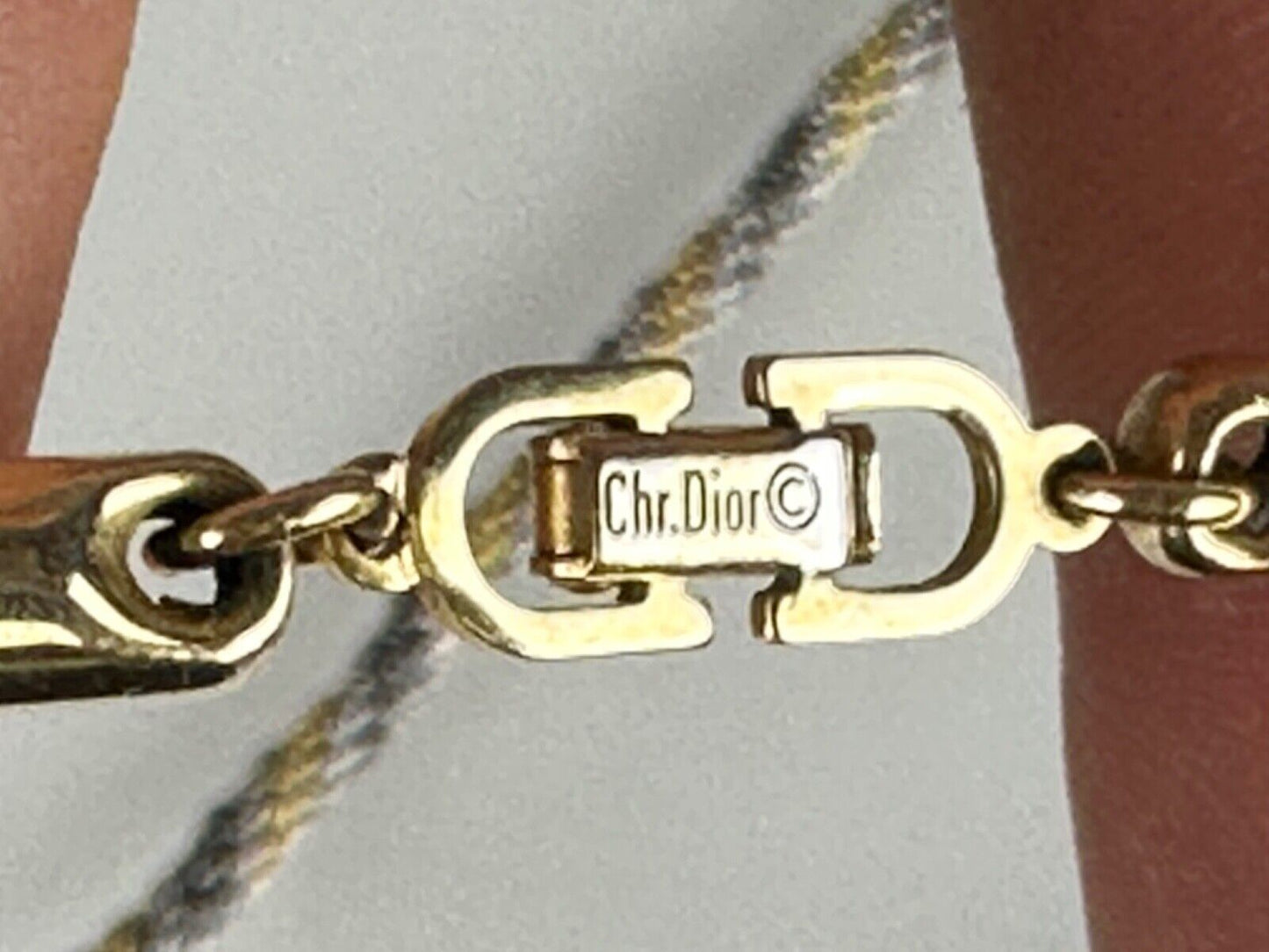 Christian Dior Vintage Necklace 36" Gold Silver with original box