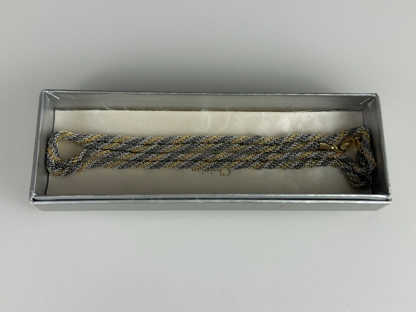 Christian Dior Vintage Necklace 36" Gold Silver with original box