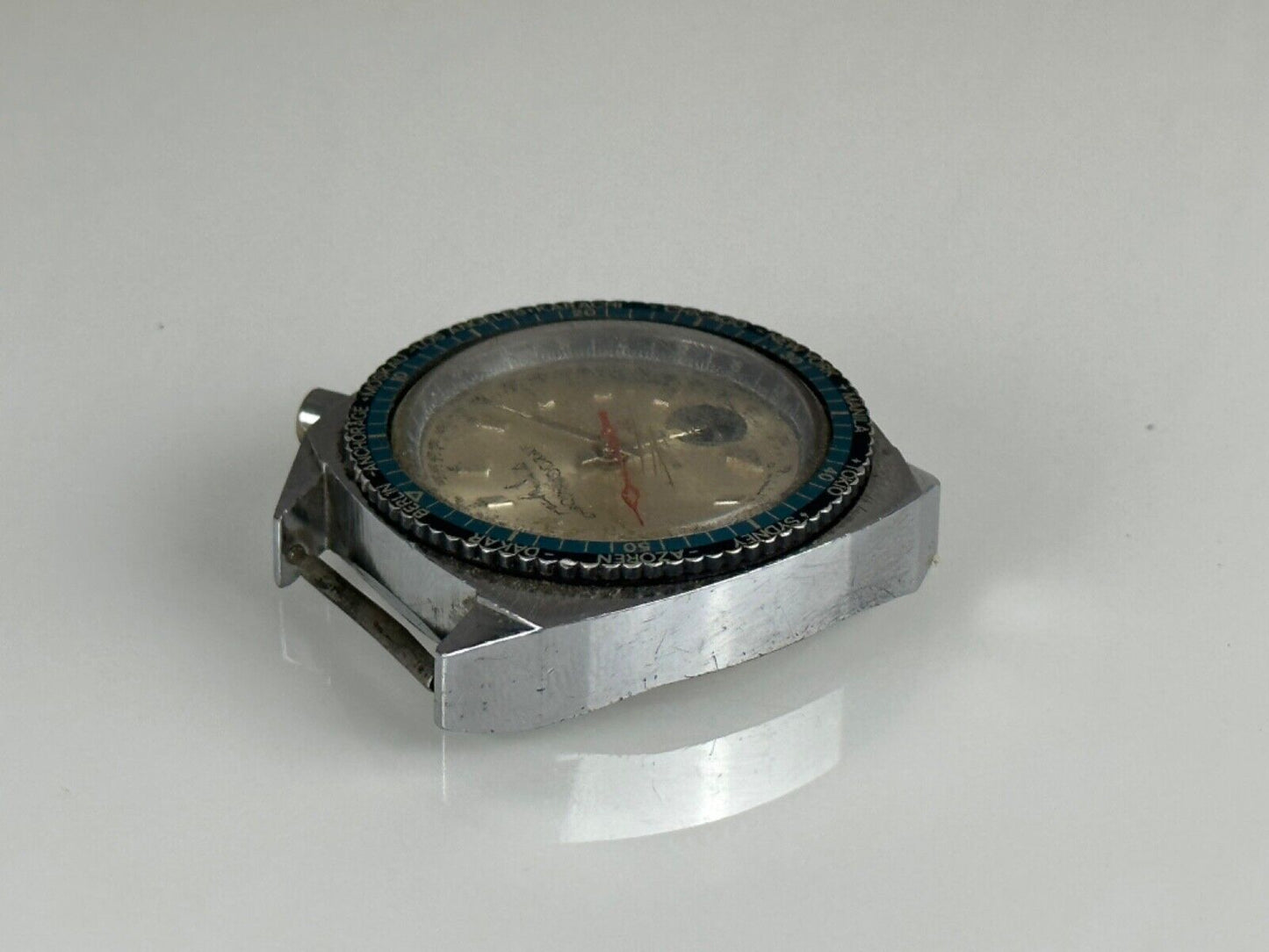 Ruhla World Chronograf Antimagnetic made in Germany Blue Silver