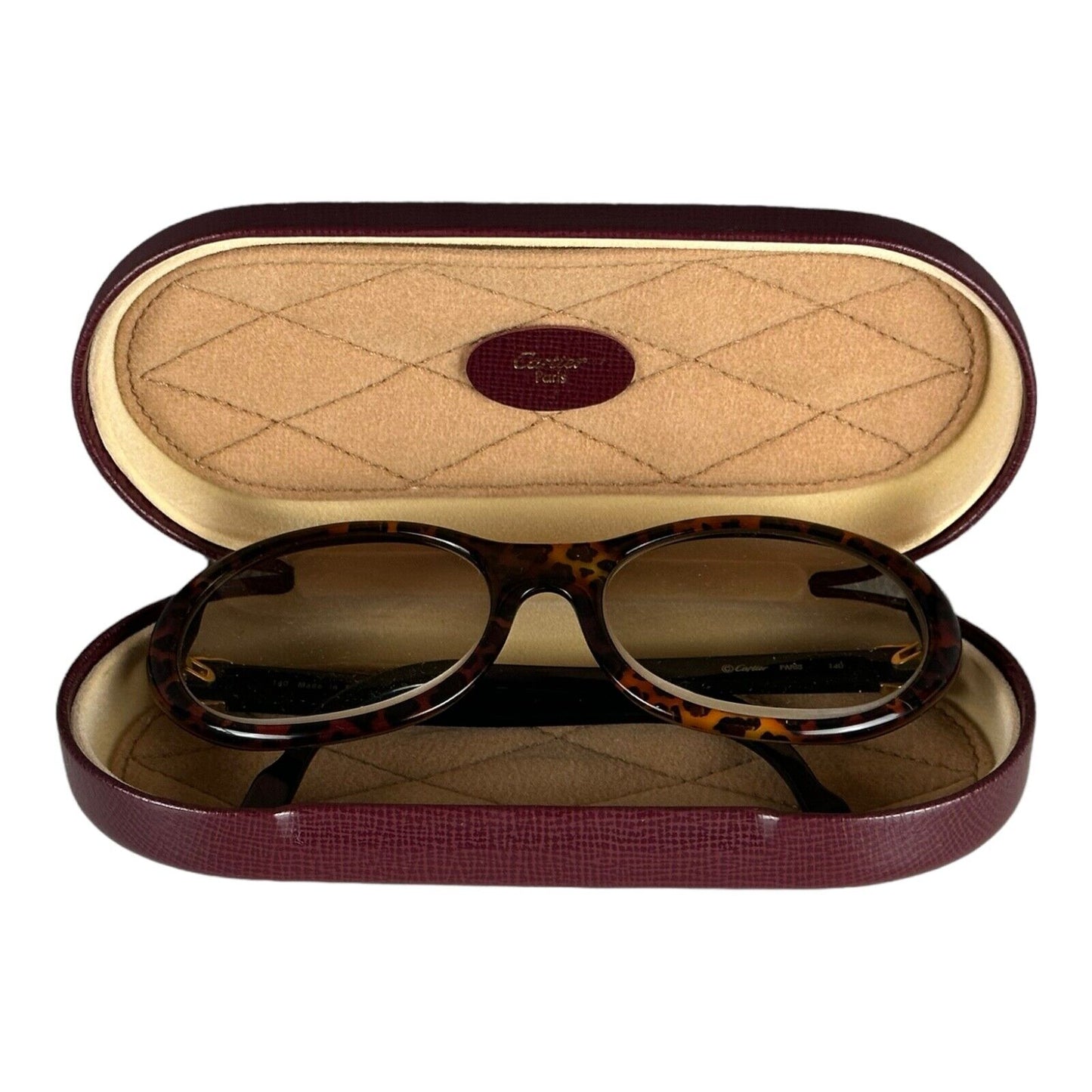 Vintage 90s Cartier Trinity Tortoise Brown Gold Sunglasses Full Set with Box