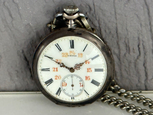 Omega Grand Prix Paris 1900 Pocket Watch Silver Roman Numeral’s and painted No.