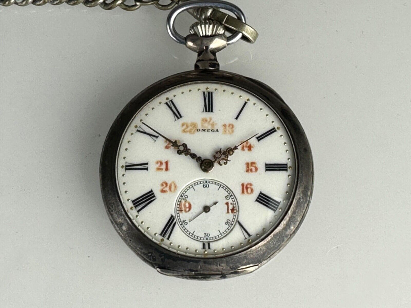 Omega Grand Prix Paris 1900 Pocket Watch Silver Roman Numeral’s and painted No.