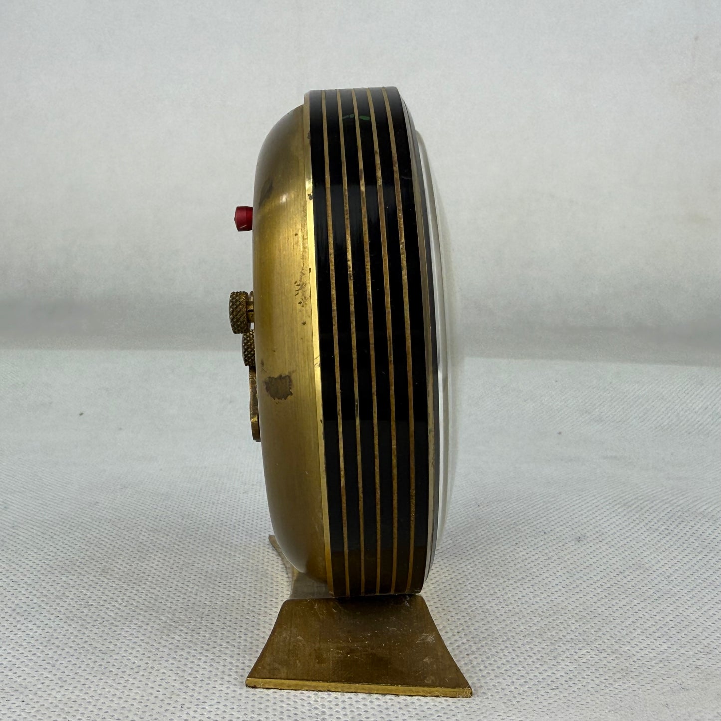 Vintage Wehrle Mechanical Desk Clock – Brass & Black German Table Clock