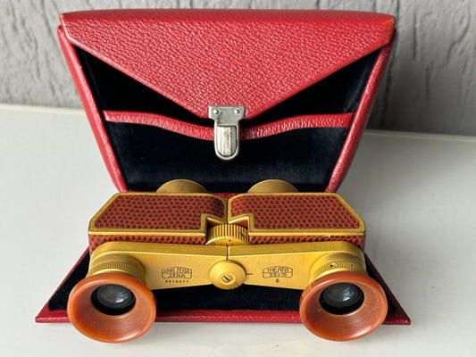 Carl Zeiss Jena Theatis 3,5 x 15 theather binoculars Red with case Germany made