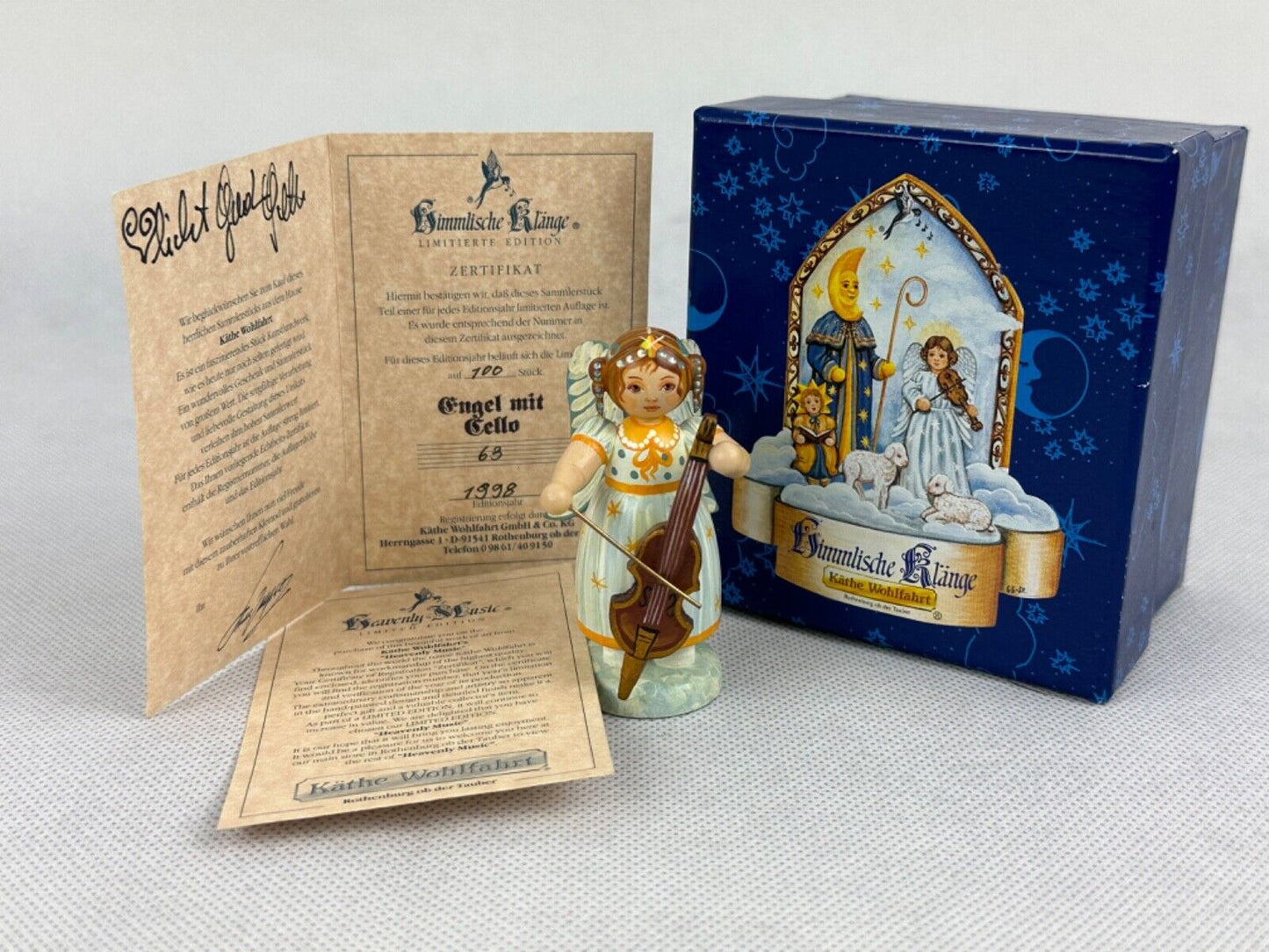 Kathe Wohlfahrt Engel Mit Cello Angel With Cello Limited Edition 69/100 1998