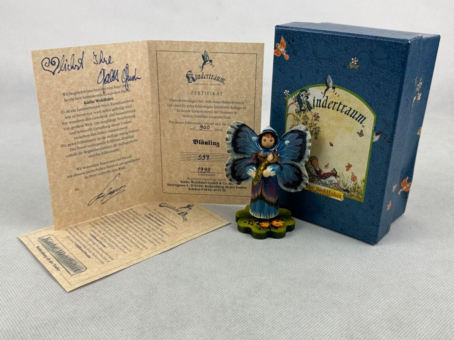 Kathe Wohlfahrt Bläuling Blueling Butterfly Limited Edition 597/900 Germany 1998