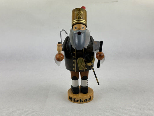 KWO Smoker Bergmann Miner " Glück Auf " Erzgebirge Volkskunst 20cm Germany