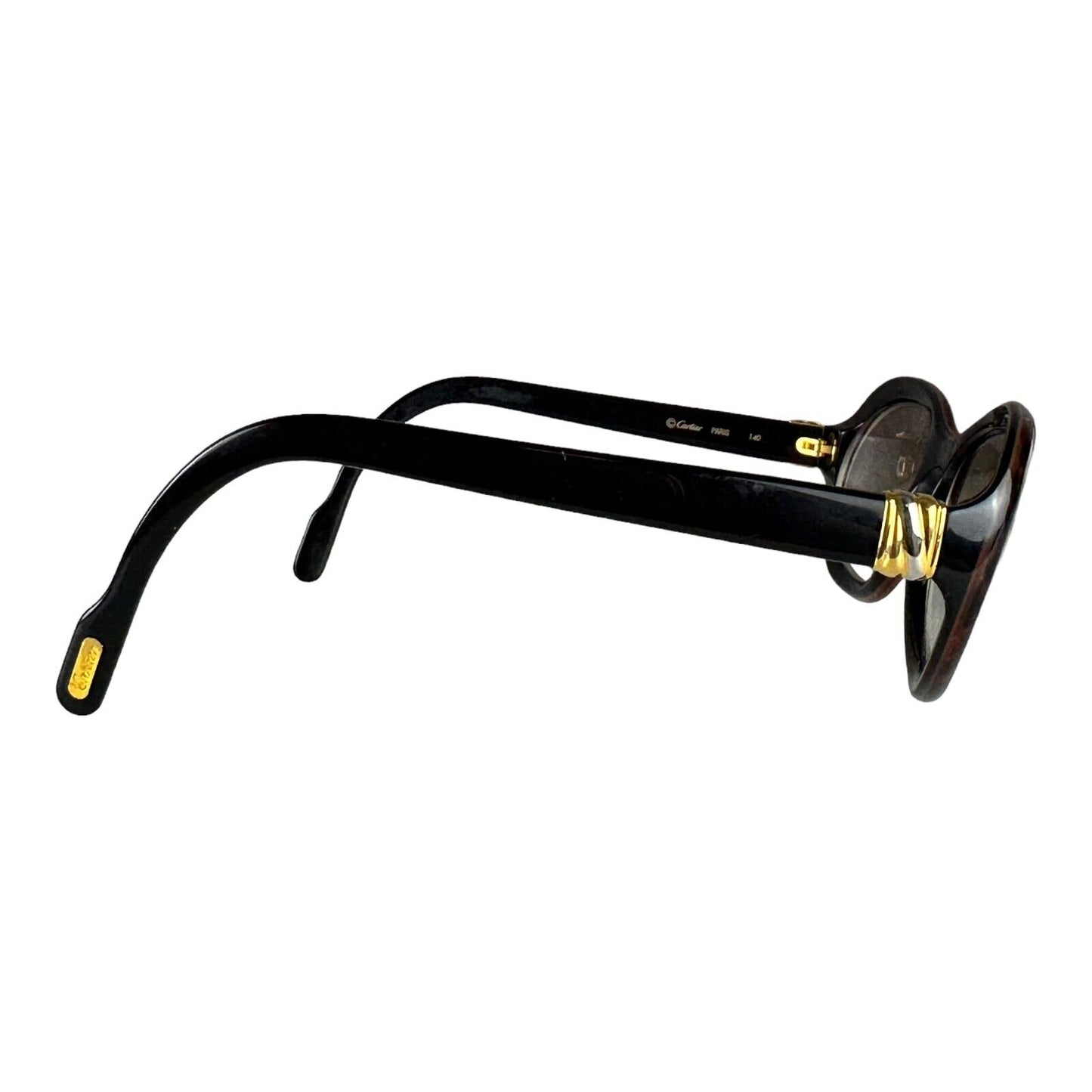 Cartier Trinity Tortoise Brown Gold Sunglasses Full Set with Box Vintage 90s